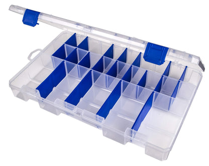 Flambeau Outdoors 5003 Fishing Tackle Box - Includes 15 Dividers, 25 Compartments, Clear Tackle Box Fishing Lure Organizer, Tuff Tainer Tackle Box with Zerust Anti-Rust Dividers
