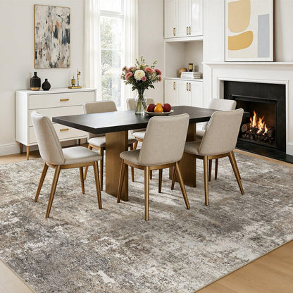 Jessibou Area Rugs 5x7 Living Room: Washable Large Abstract Modern Neutral Rugs Soft Non Slip Stain Resistant Low Pile Carpet for Bedroom Dining Nursery Home Office Room Home Decor - Brown Grey