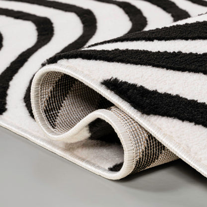 JONATHAN Y Maribo High-Low Abstract Striped Black/White 8x10 Area Rug Indoor, Non-Shedding, Stain Resistant for Bedroom, Living Room, Kitchen (SCN103F-8)
