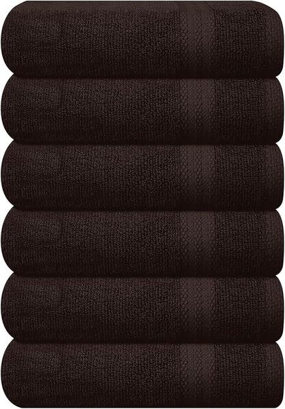 GLAMBURG Ultra Soft 6-Piece Hand Towel Set 16x28-100% Ringspun Cotton