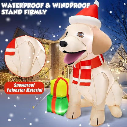5FT Christmas Inflatables Decorations Outdoor Vivid Lab Dog with Build-in Bright LED Christmas Blow Up Yard Decoration Christmas Decorations Outdoor Indoor for Holiday Party Garden Lawn Home