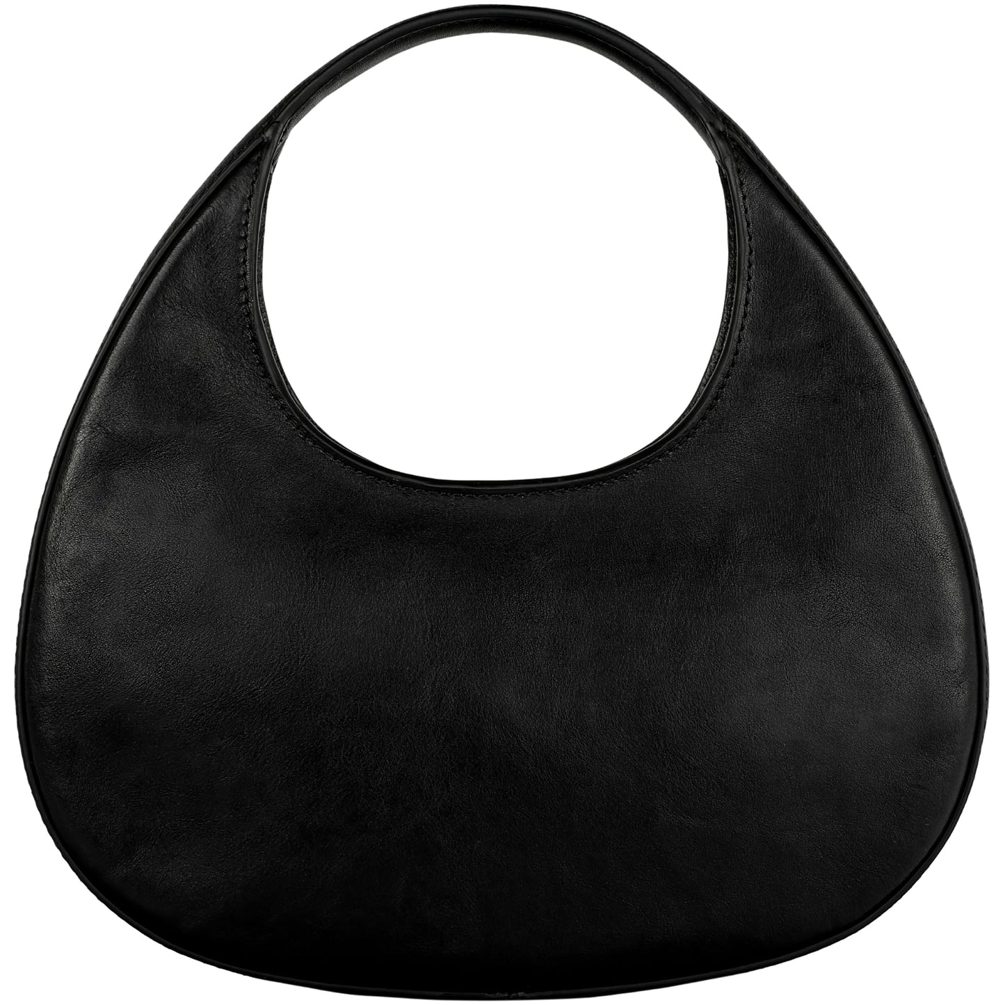 Time Resistance Leather Handbag - Purse for Women - Moon Bag - Top Handle Handbag – Crescent Hobo Purse (Black)