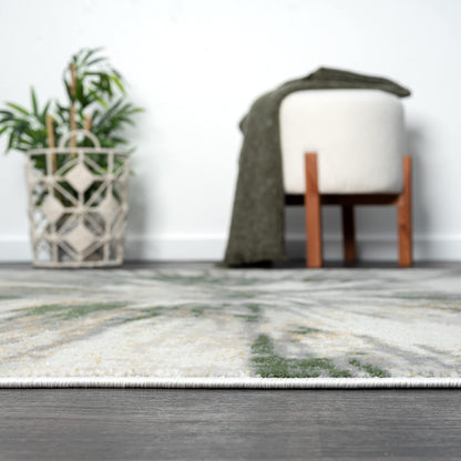 Abani Atlas 4'x6' Green/Grey Area Rug, Abstract Splash - Durable Non-Shedding - Easy to Clean