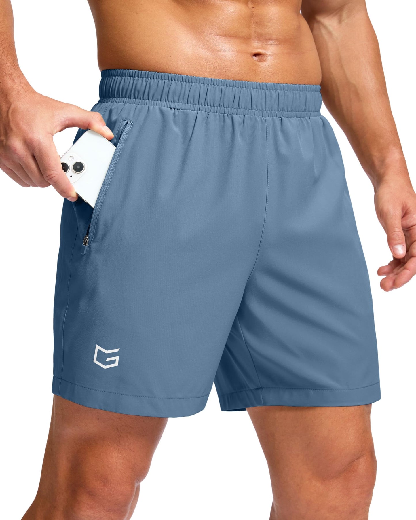 G Gradual Men's Athletic Running Shorts with Zipper Pockets Quick Dry 7"/ 5"/ 9" Workout Gym Shorts for Basketball Hiking(Federalblue,5M)