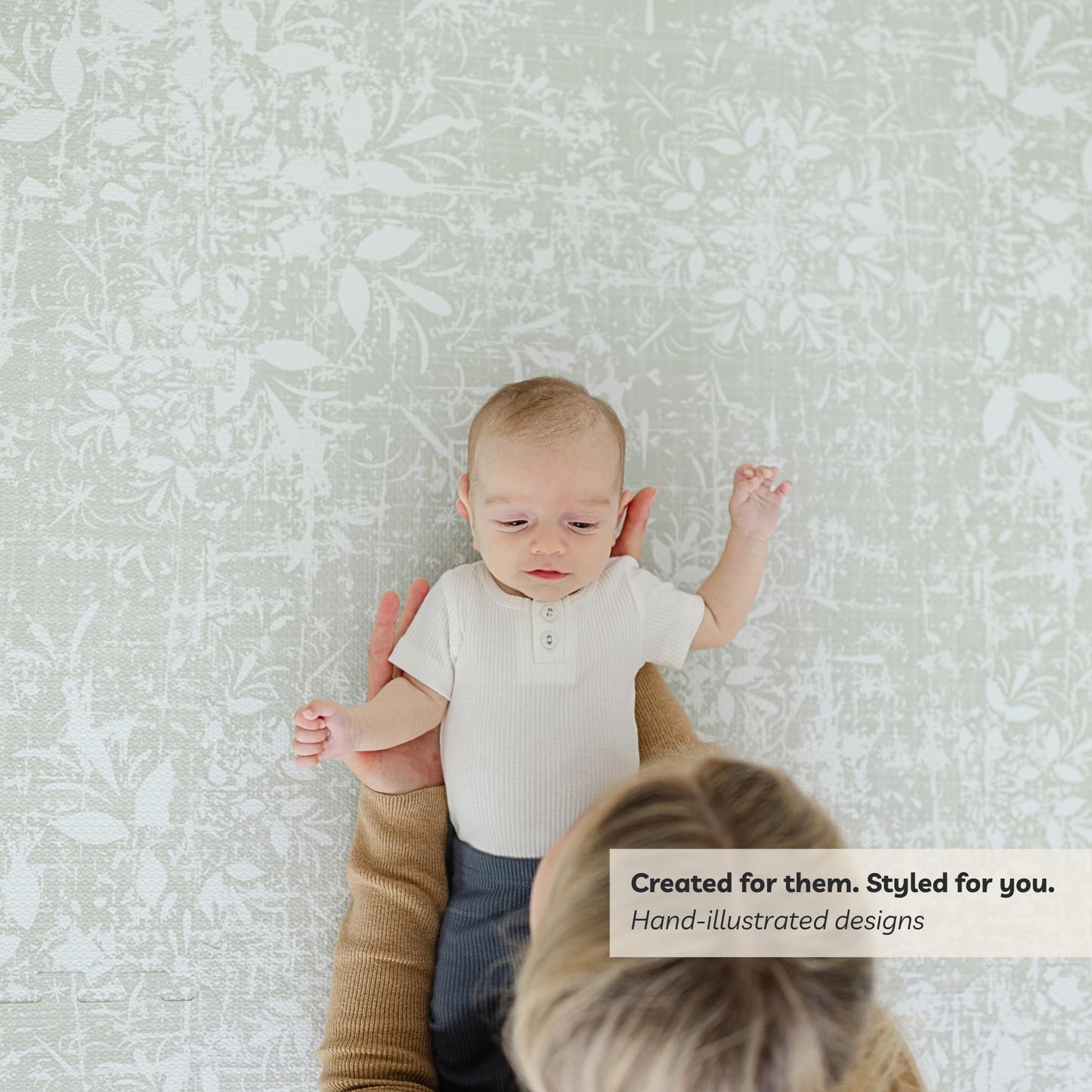 Little Landings Baby Play Mat for Floor - Eden (6x8ft) - Premium EVA Foam Play Mat for Babies & Toddlers (Ages 0-5+) - Non-Toxic Playmat for Tummy Time, Crawling & Playroom - Stylish & Comfortable