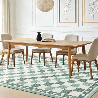 Garvee 9x12 Checkered Area Rug, Washable Soft Rugs for Living Room, Modern Geometric Non Slip Low Pile Carpet for Bedroom, Dining Room, Green