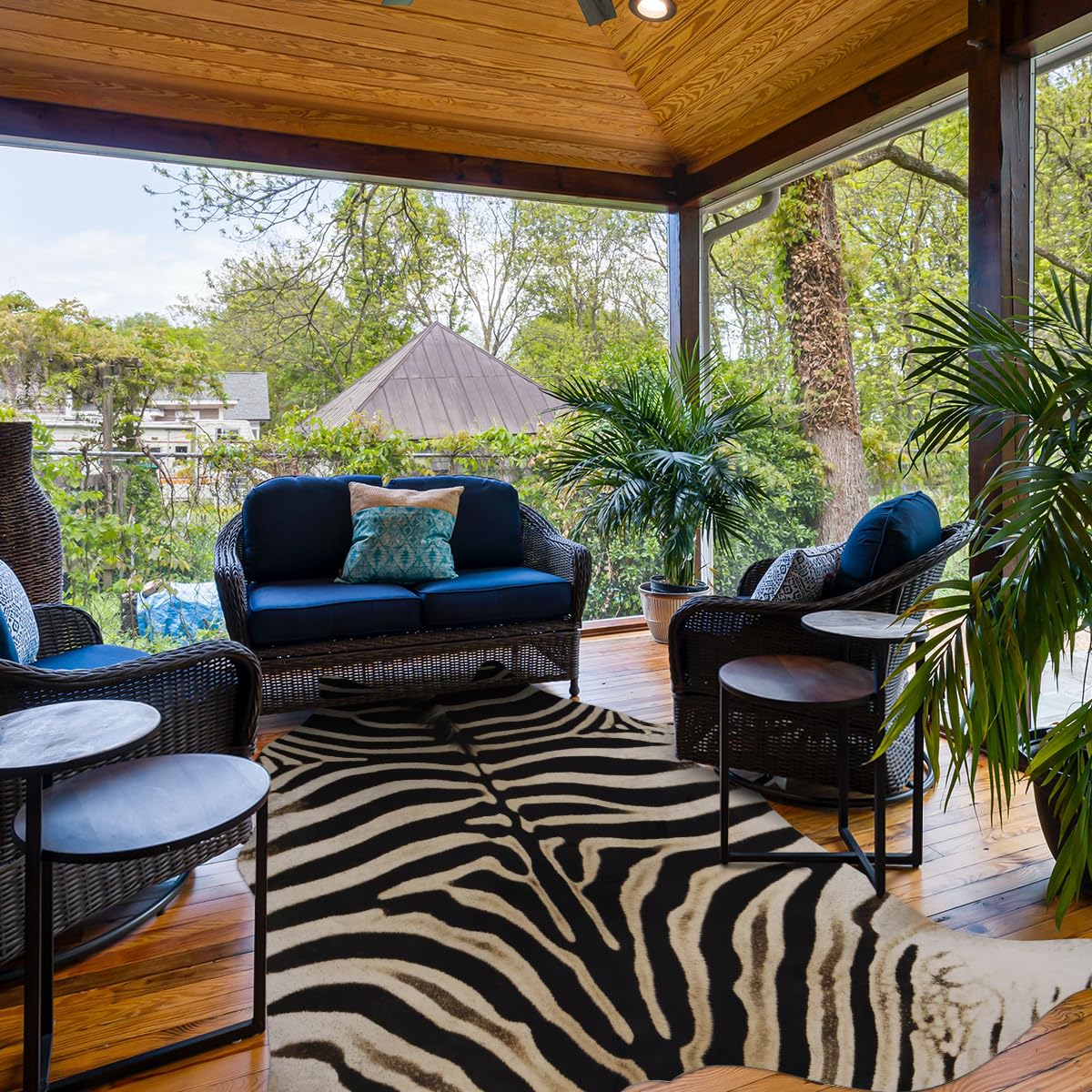Guyi Rare Zebra Rug Large10x8 ft Faux Zebra Print Rug Cowhide Rugs Western Decor for Bedroom Living Room Dining Room Animal Rugs Cow Print Non Slip Area Rugs