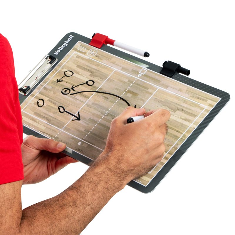 Champion Sports Dry Erase Clipboard for Coaching Volleyball - Whiteboards for Strategizing, Techniques, Plays - 2-Sided Clipboards with Clip - Front Side Full Court - Backside Half Court and Lineup