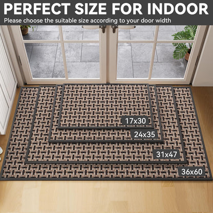 YDKGL Door Mat Entrance 24x35, Dirt Resistant and Absorbent, Non-Slip Rubber Backing Floor Mats, Easy Clean Low-Profile Doormat for Entryway, Front Door, Inside Entrance, Black