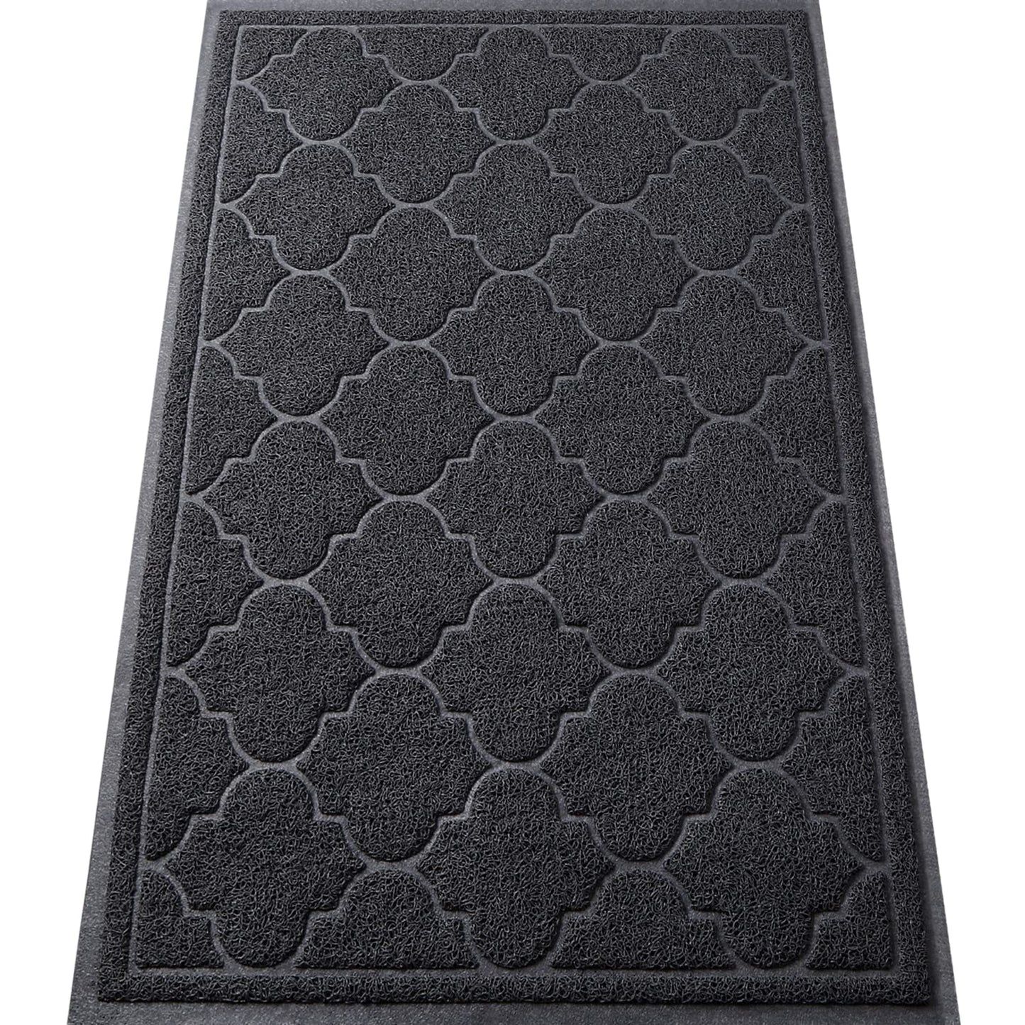 LuxStep Door Mat Large Indoor Outdoor Doormat, Non-Slip Low-Profile Design Floor Mat, Durable Trap Dirt and Dust Front Door Welcome Mat for Entryway,Patio,Garage,High Traffic Areas,(Black, 17"x30")
