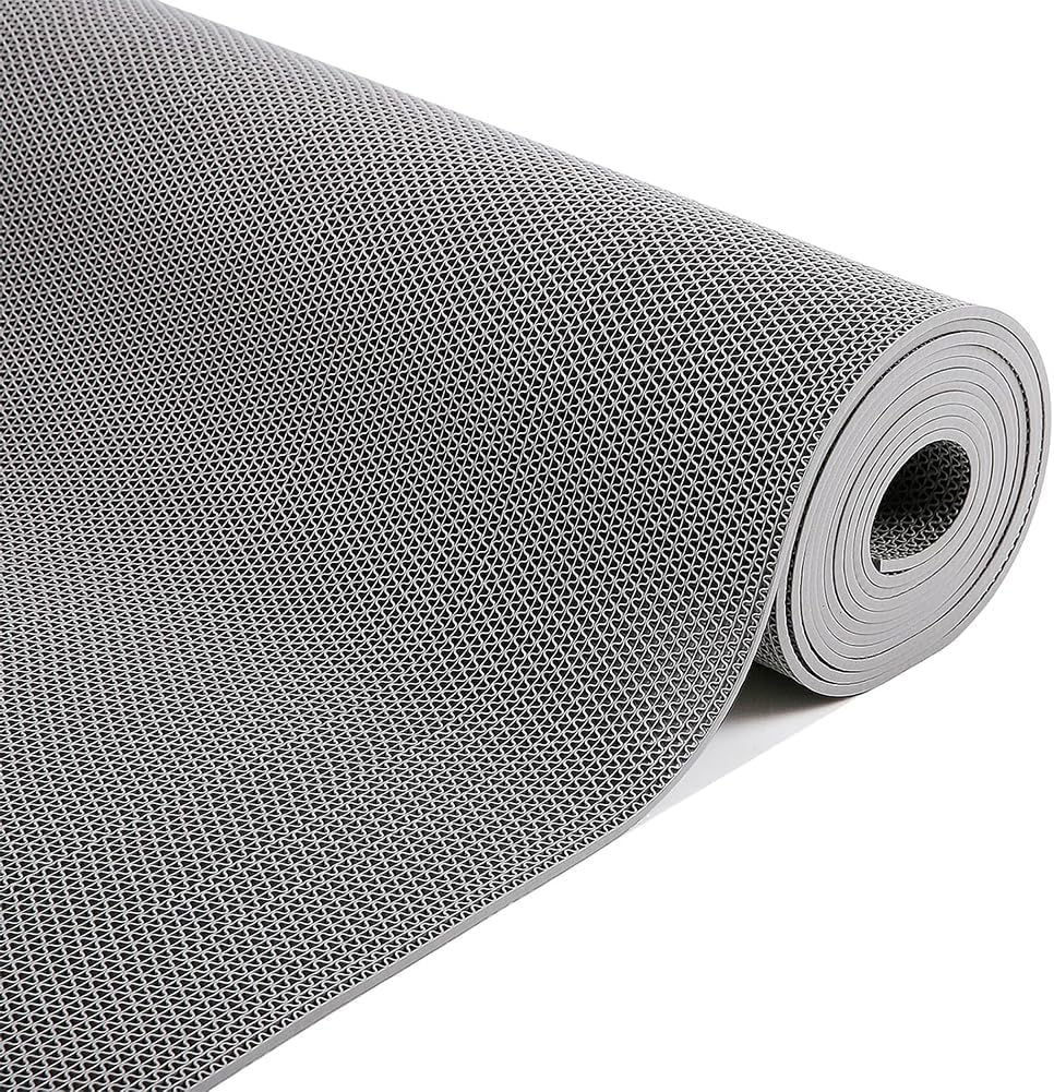 Thick PVC Drainage Floor Mat 3x10FT, Non Slip Flooring Mats Swimming Pool Bathroom Mat Anti-Fatigue Heavy Duty Commercial Floor Mats for Outdoor Balcony Garage Restaurant Sauna SPA, Grey