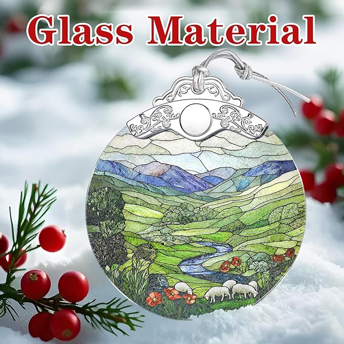 Green Irish Hills Ornament – Christmas Decoration & Christmas Ornament; Stained Glass Holiday Decoration (Holiday Present, Bauble Present, Gift Idea, Gift Exchange) | Heirloom Keepsakes