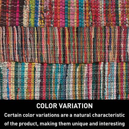 Chardin home - Eco Friendly 100% Recycled Cotton Colorful Chindi Runner Area Rug - 2'x5'