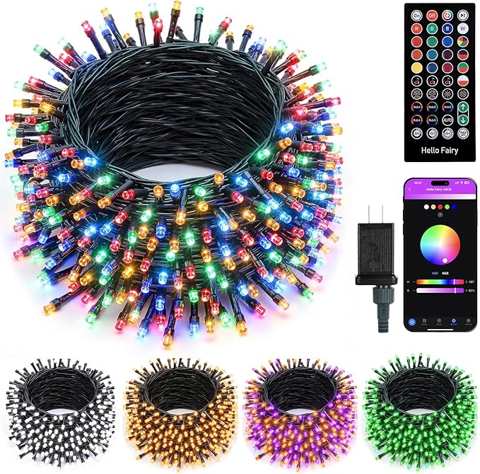 Minetom LED Color Changing Smart RGB Christmas Tree Lights, 132ft 400LED String Lights, 16 Milion Adjustable Colors Fairy Lights with Remote & Timer & Memory Function for Xmas Tree Holiday Party