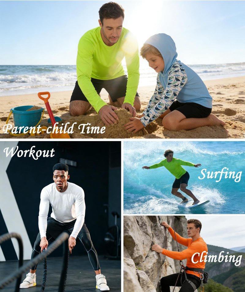 ZITY 3 Pack Mens Long Sleeve T Shirts Crew Neck Tee UPF 50 Sun Protection Moisture Wicking for Hiking Fishing Workout Gym Running