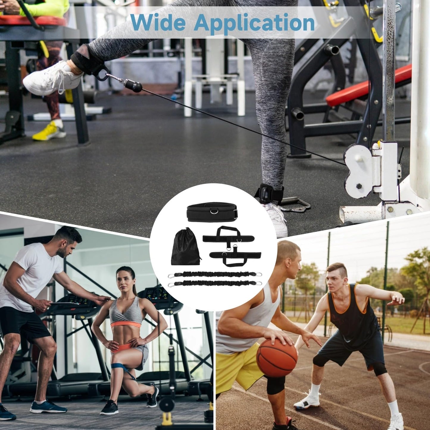 COSYOO Vertical Jump Trainer, Leg Strength Resistance Belt, Jump Training Equipment, Adjustable Leg Strength Training Belt for Basketball, Volleyball, Football, Tennis, Squat and Agility Workouts (C)