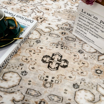 HILORUUG Living Room Area Rugs 10x14: Extra Large Area Rug Super Soft Distressed Oriental Rugs with Non-Slip Backing - Thin Stain Resistant Indoor Rug - 10x14 Ivory