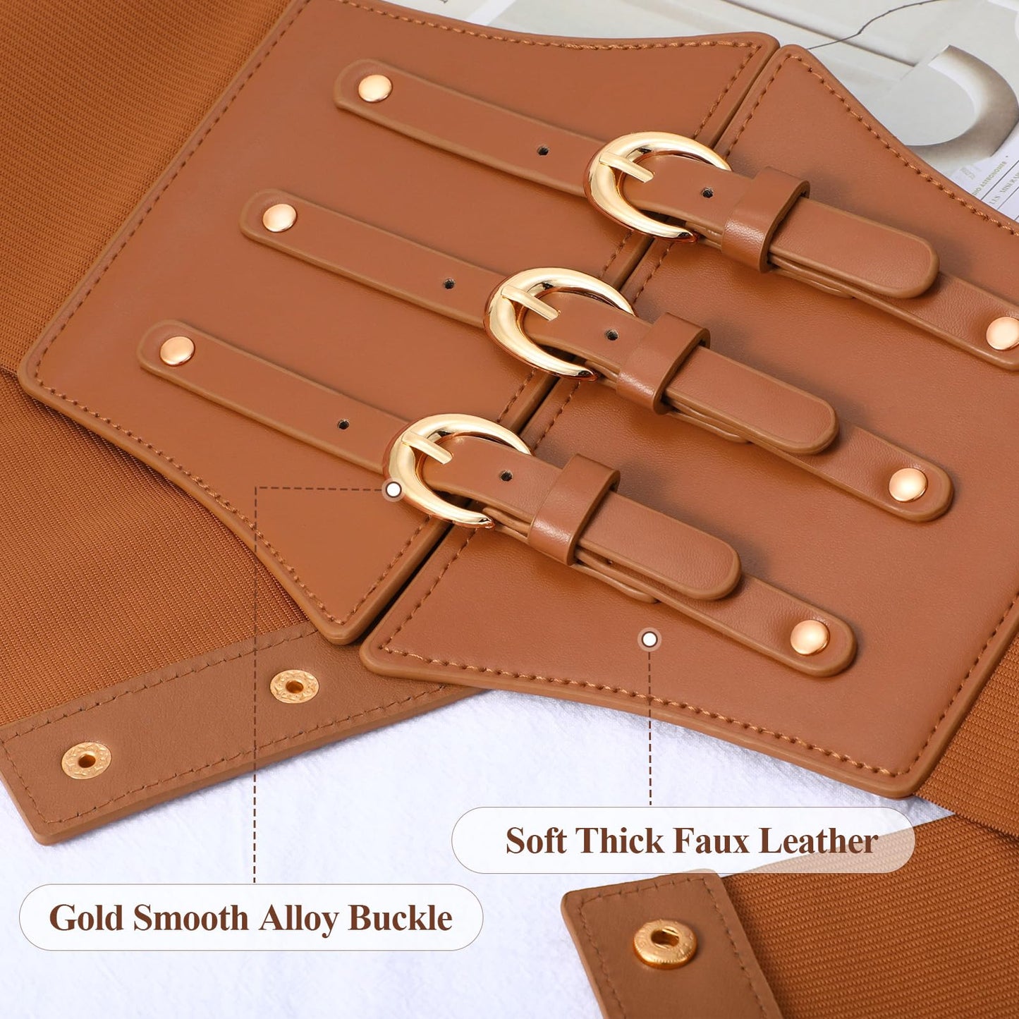 JKEEMI Women Corset Belt Wide Stretchy Waspie Elastic Waist Belt with Gold Buckle for Daily Cosplay Halloween Costume