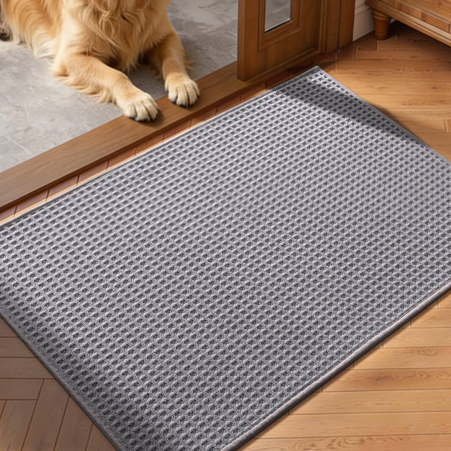 YIHOUSE Indoor Door Mat 24" x 36", Non-Slip Washable Entryway Mat, Dirt Trapper Absorbent Entrance Mat, Low Profile Floor Mat for Front/Back Door, Entryway, Light Grey ﻿