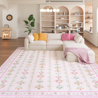 Kitogna 9x12 Area Rugs, Floral Washable Area Rug with Low Pile, Non-Slip Boho Vintage Area Rugs for Living Room, Bedroom, Kids Playroom & Entry