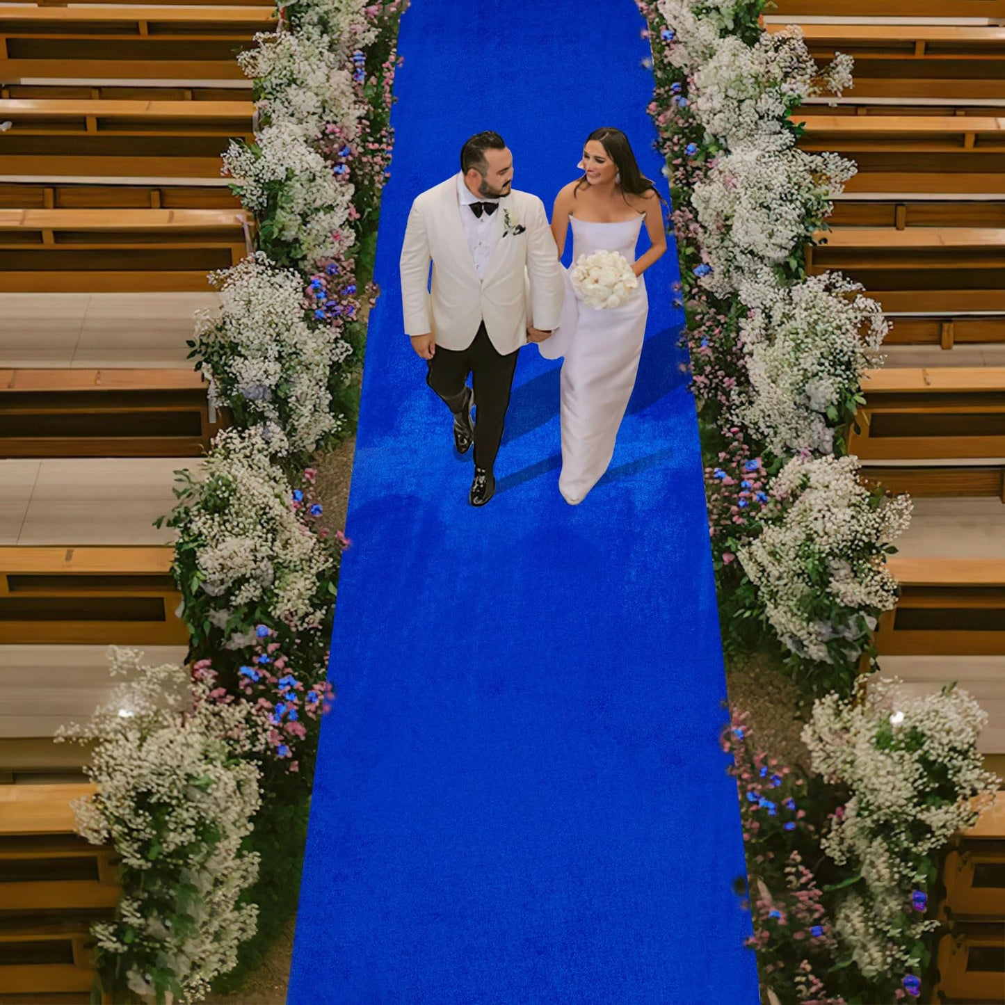 Wedding Aisle Runner Royal Blue: 2.5ftx15ft Velvet Rug Runner for Party Aisle Floor Runner for Wedding Ceremony Beach Prom Event Carpet