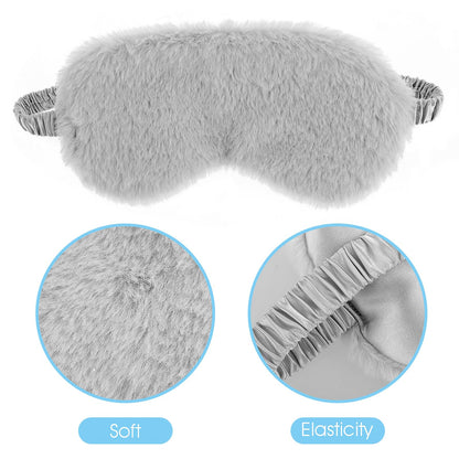 2 Pack Plush Sleeping Eye Mask Soft Plush Eye Mask Fuffy Eye Cover Comfortable Sleep Mask Blindfold Rainbow Faux Fur Eye Shade for Women, Men and Kids Travel Nap Sleeping 565488_2_3pL1H9vJ3
