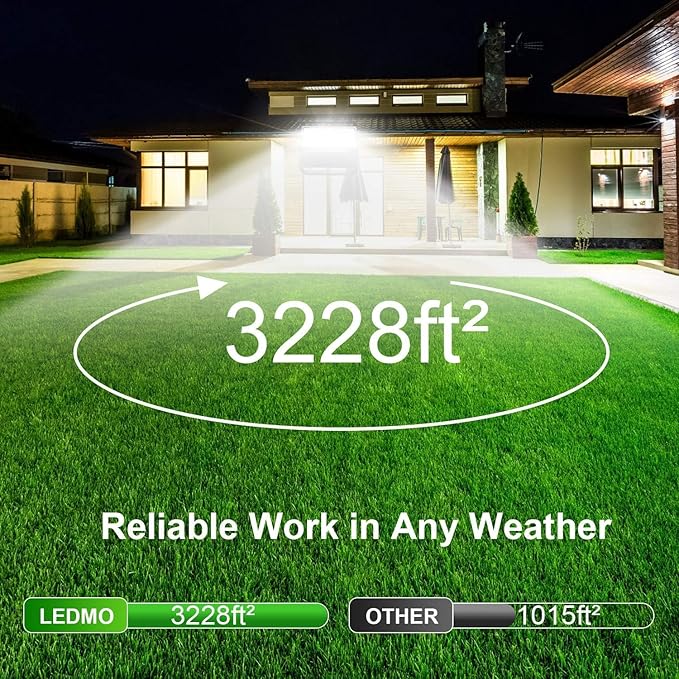 ledmo LED Flood Light Outdoor 240W, 1500W Equivalent Stadium Lights 36000Lumen Commercial Lighting, High-Intensity Floodlights for Yard, Count, Large Area, Waterproof Durable (3 Pack)