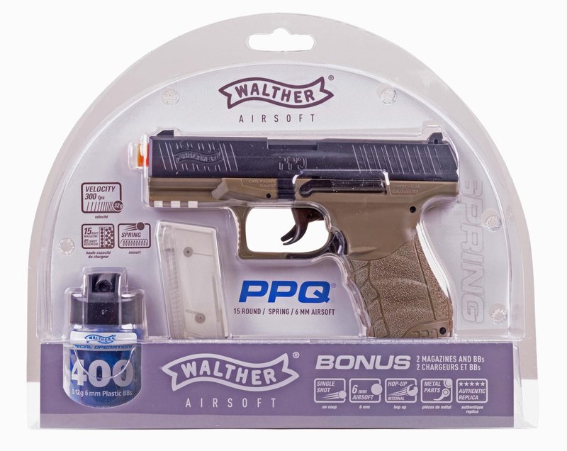 Walther ppq Spring Airsoft Pistol, Dark Earth Brown(Airsoft Gun) (Pack of 3)