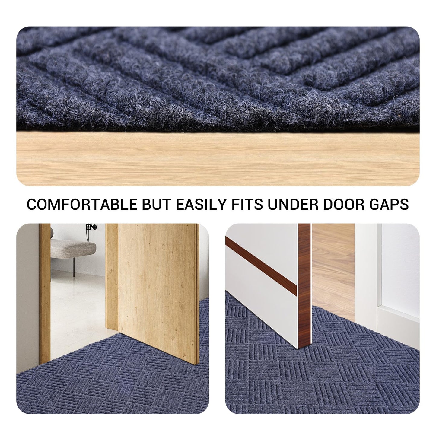 Geometric Runner Rug 2 x 6 ft Indoor Outdoor, Gray Non Slip Rubber Backing, Waterproof Low Profile Area Runner for Hallway, Entryway, Kitchen, Patio, Garage, Stairs & Laundry