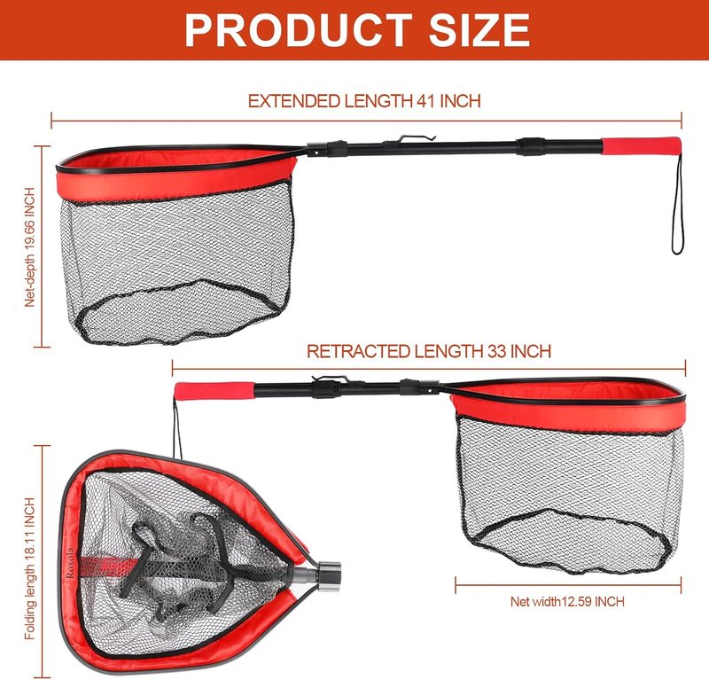 Floating Fishing Net - Retractable & Foldable for Easy Storage | Ideal for Bass, Trout, Kayak & Boat Fishing