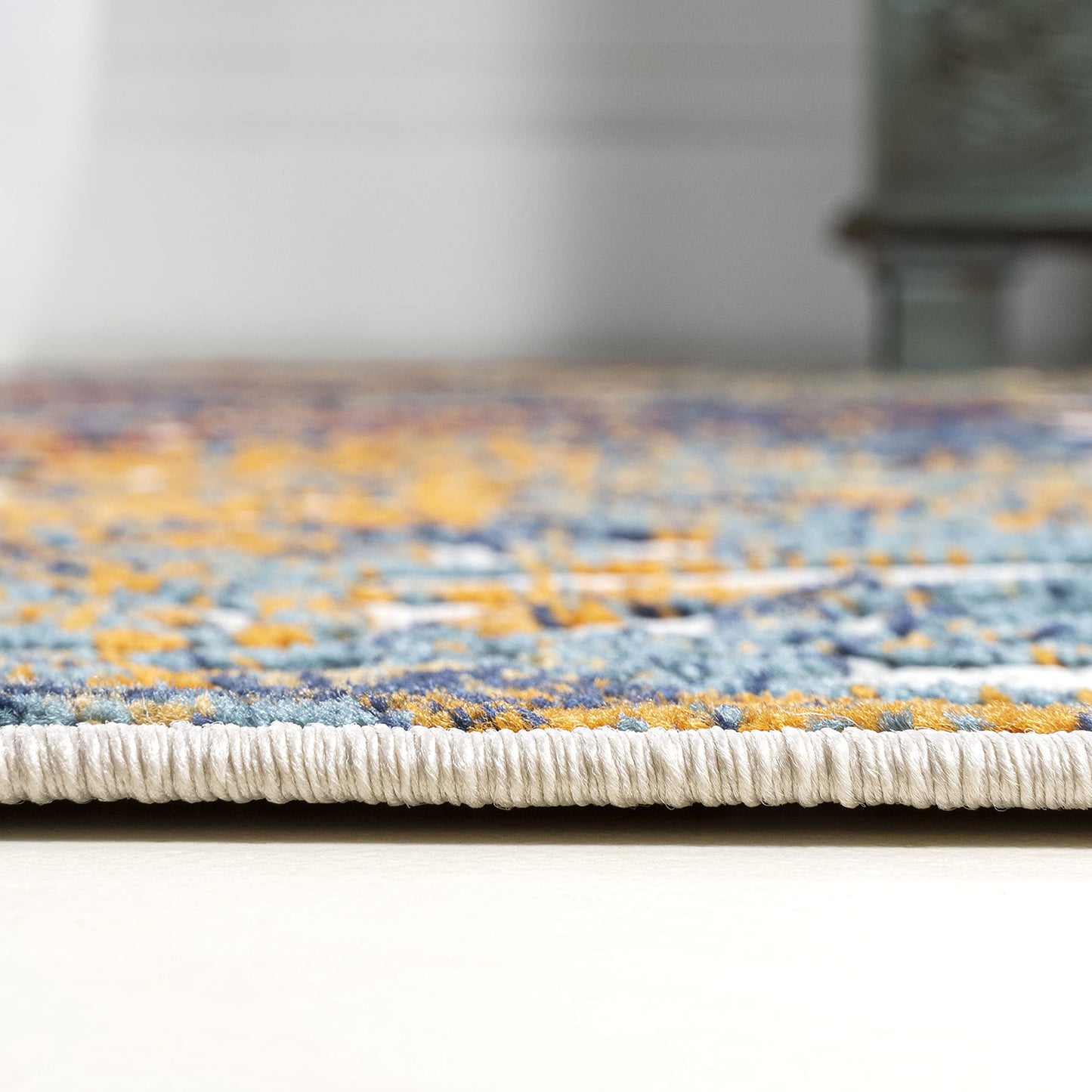 JONATHAN Y Ornate Trellis Indoor Outdoor Area Rug 3X5 Cream/Blue/Orange, Cetara for Backyard, Patio, Porch, Easy-Cleaning, High Traffic, Pet-Friendly, Non-Shedding (AMC111A-3)