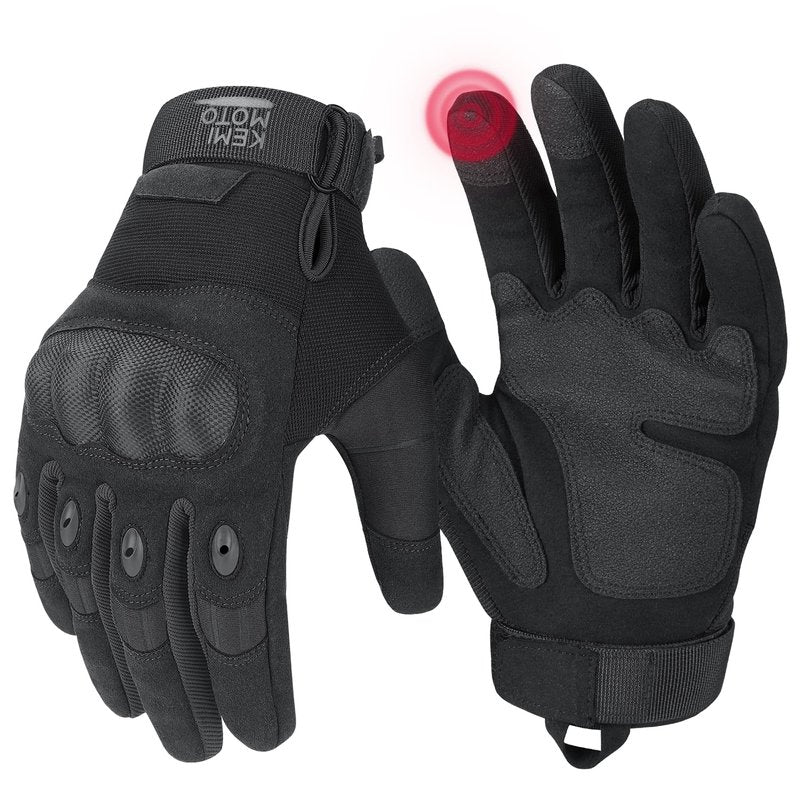 KEMIMOTO Tactical Gloves for Men, Touchscreen Motorcycle Gloves with Hard Shell & Palm Padding for Sports Motorcycle Cycling Tactical Airsoft Paintball Hunting Hiking Camping Climbing (Black,XX-Large)
