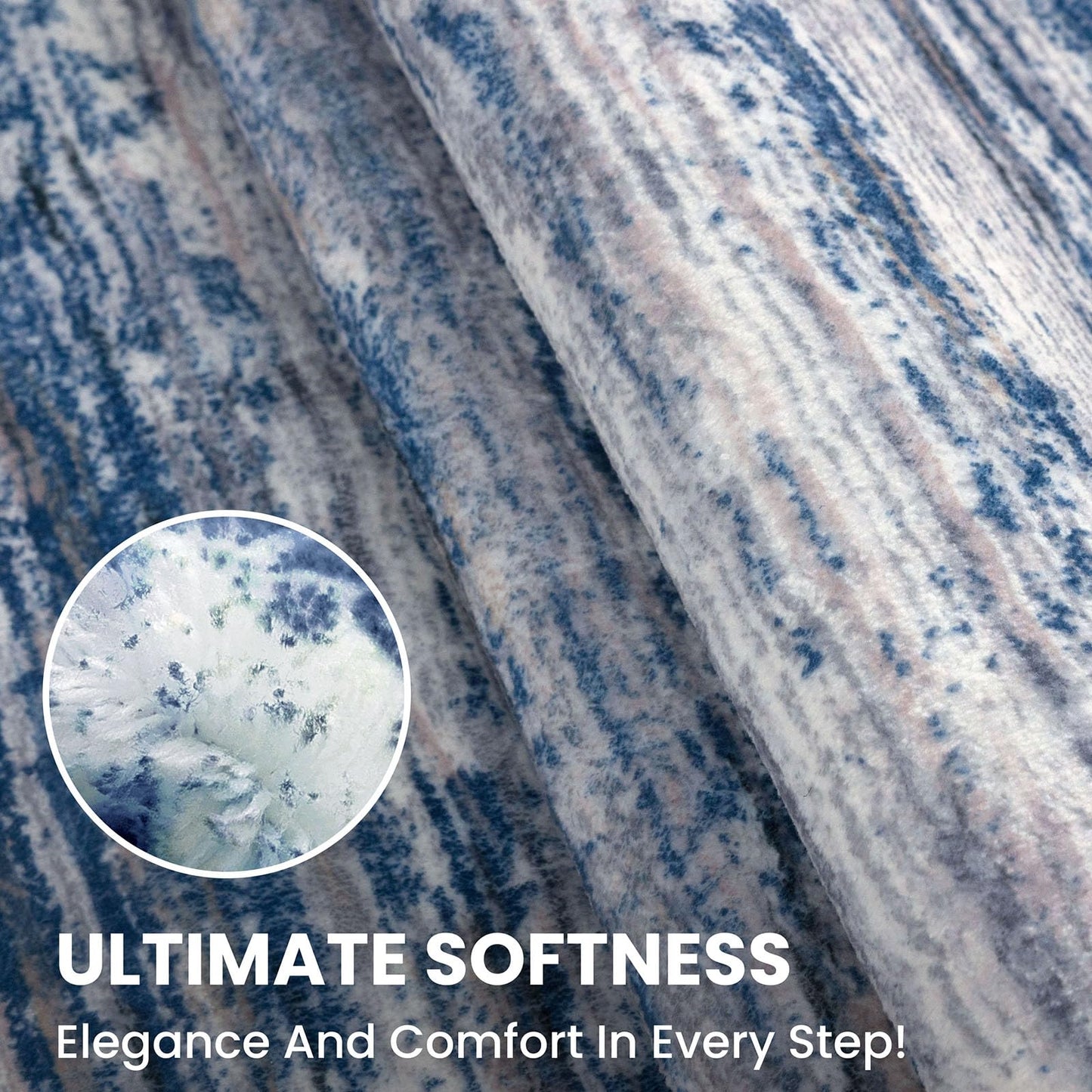 SIILOOM 3x5 Modern Abstract Area Rug for Entryway, Navy Blue Gray Neutral Multi Super Soft Washable Rug with Non-Slip, Low-Pile Door Mat Indoor for Living Room Bedroom, Carpet with Non-Shedding