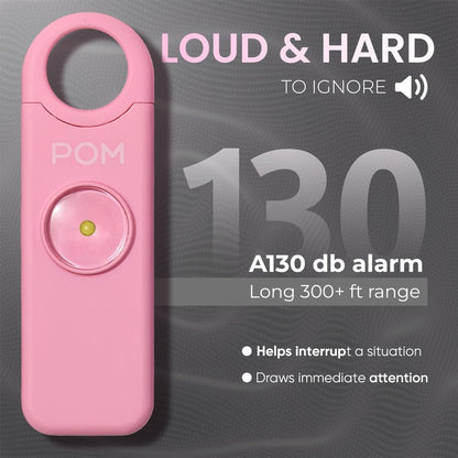 POM Pepper Spray & Personal Alarm Safety Kit – OC Self Defense Keychain Spray & Loud Emergency Alarm for Campus Safety, Women & Students (Pocket Clip Model, Black X Pink)
