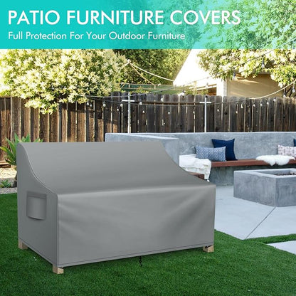WLEAFJ Patio Sofa Cover Waterproof, Outdoor Loveseat Cover, Heavy Duty Outdoor Couch Cover, Large Lawn Patio Furniture Covers with Air Vent, 54’’ W x 37’’ D x 35’’ H, Grey