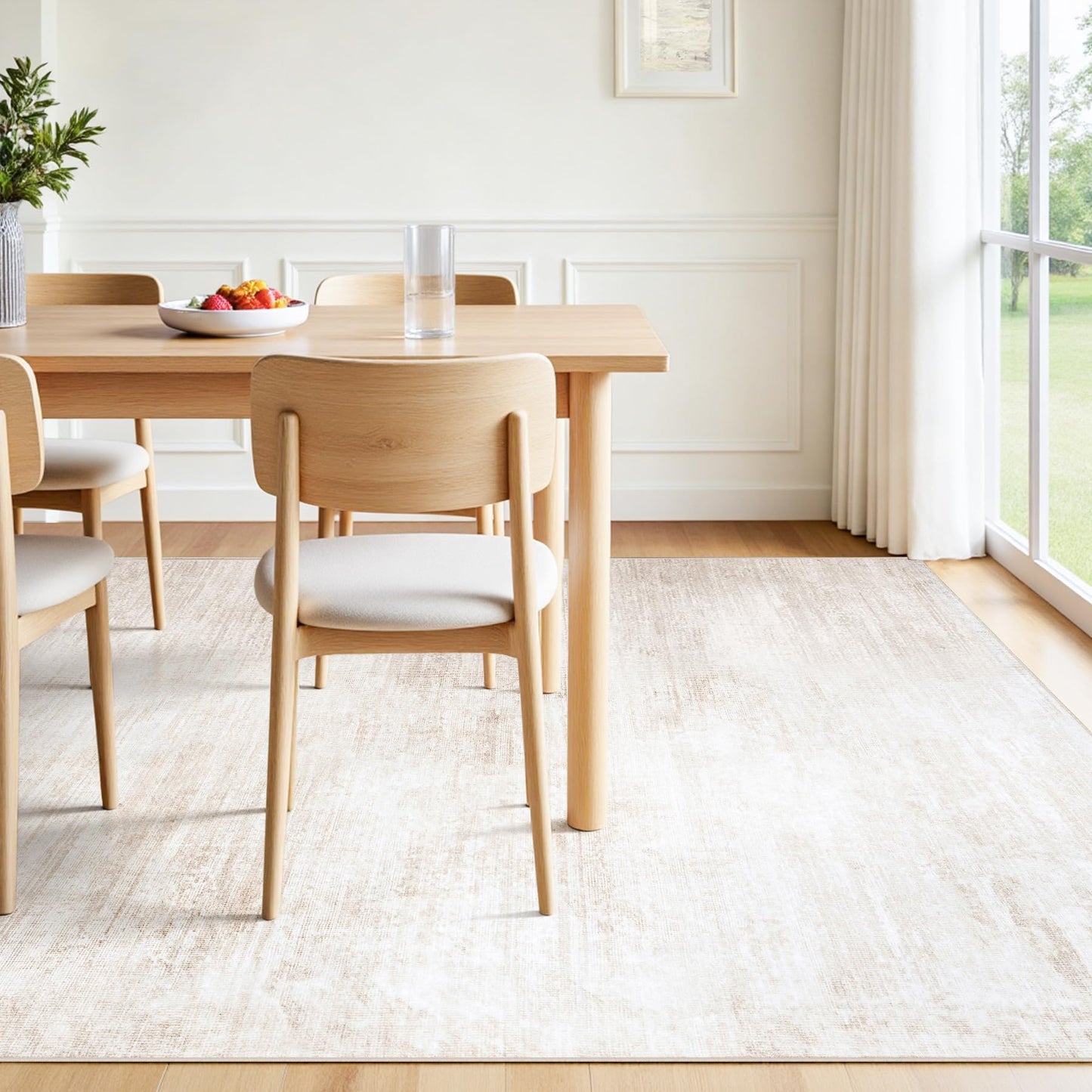 Tosuoka 8x10 Area Rugs for Living Room Bedroom, Washable Rug Beige Abstract Soft Rugs Modern Neutral Non-Slip Large Rug Low Pile Indoor Carpet for Nursery Dining Room Home Office