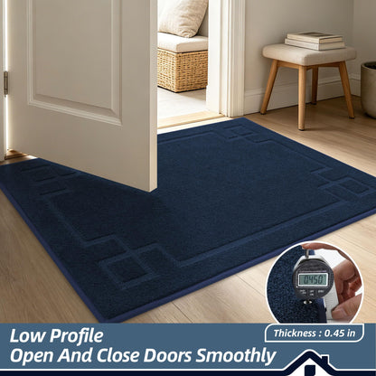 BEQHAUSE Door Mat 24" x 60", Non-Slip Door Mats Indoor Entryway Rugs Washable Low-Profile Absorbent and Stain Resist Floor Mats, Dog Door Mat for Front Back Door, Mud Wet Shoes & Paws, Navy Blue