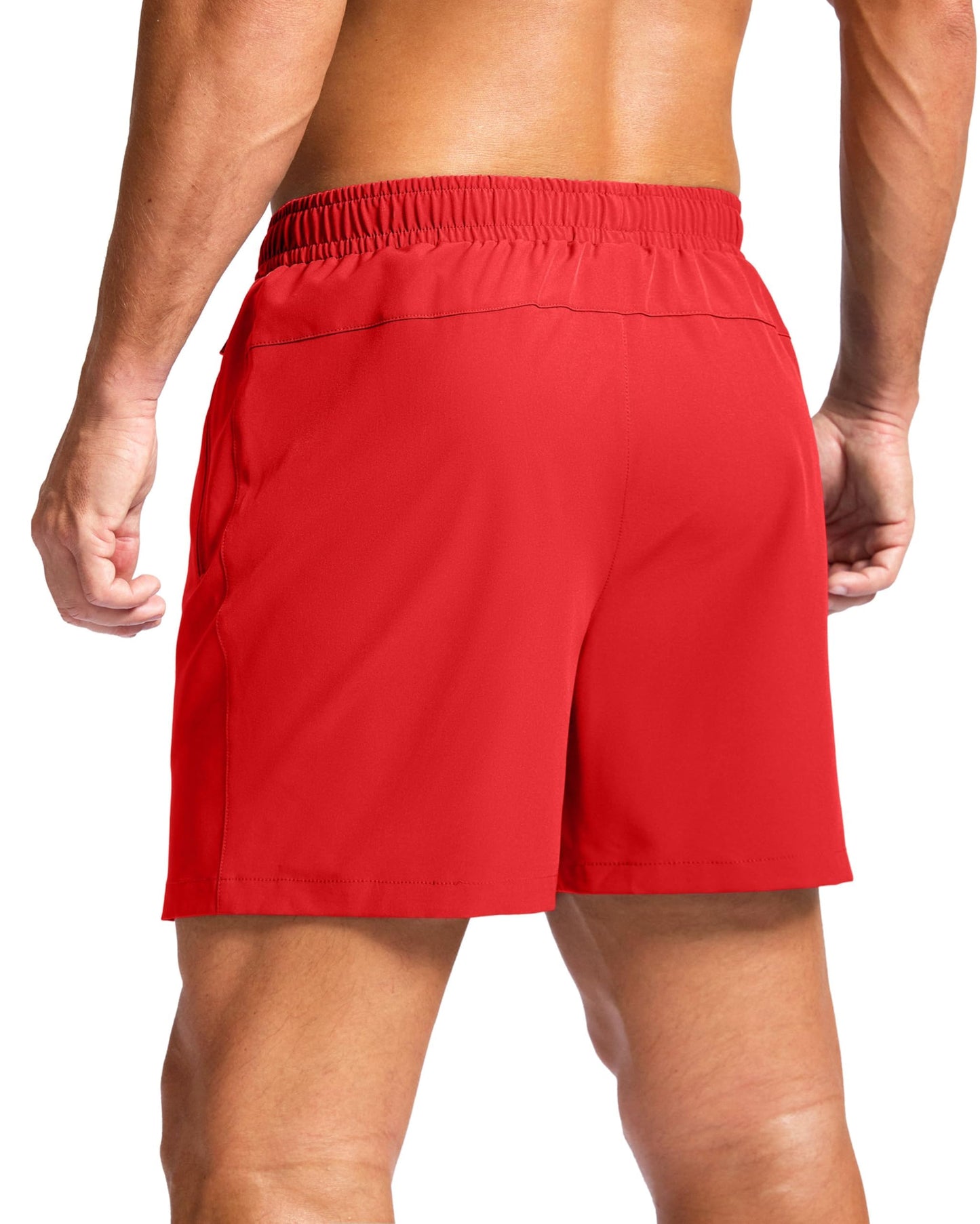 G Gradual Men's Athletic Running Shorts with Zipper Pockets Quick Dry 7"/ 5"/ 9" Workout Gym Shorts for Basketball Hiking(Deep Red,5L)