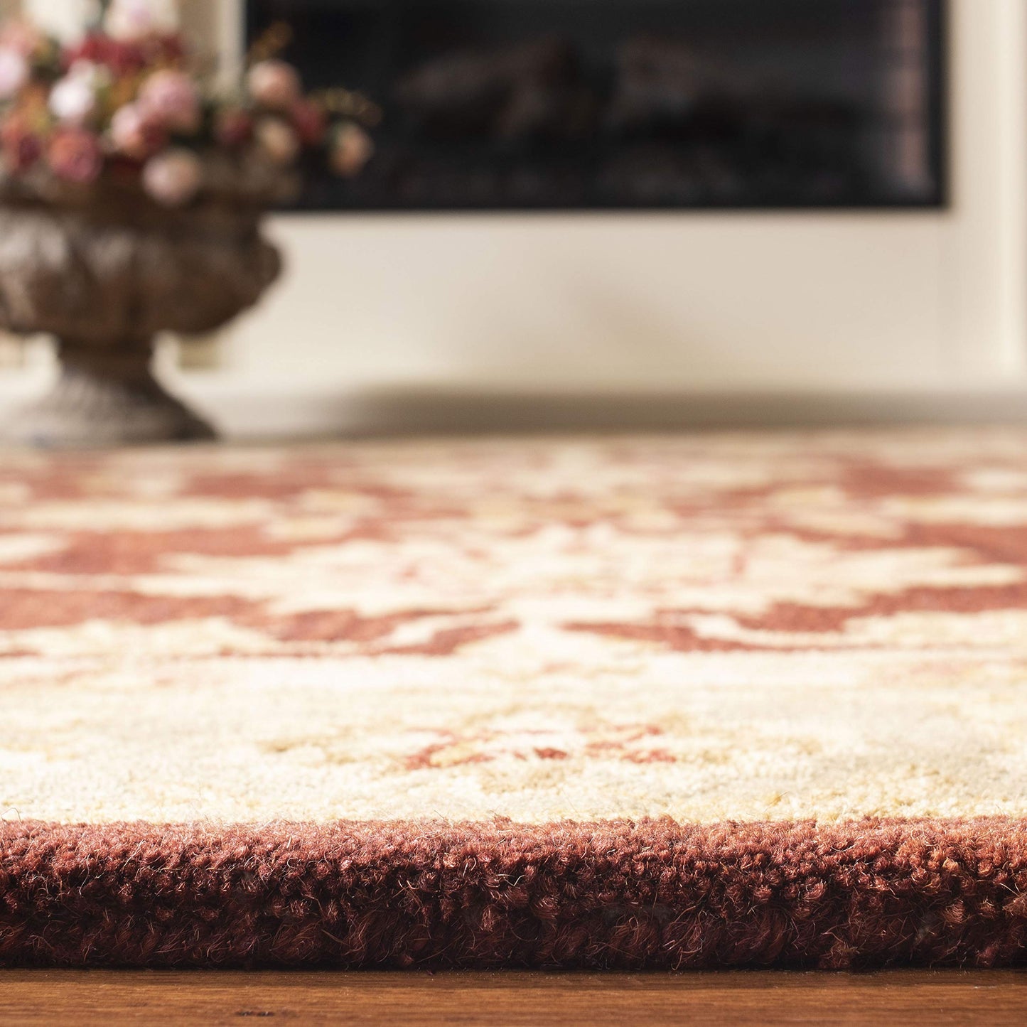 SAFAVIEH Anatolia Collection Accent Rug - 3' x 5', Red & Sage, Handmade Traditional Oriental Wool, Ideal for High Traffic Areas in Entryway, Living Room, Bedroom (AN556F)