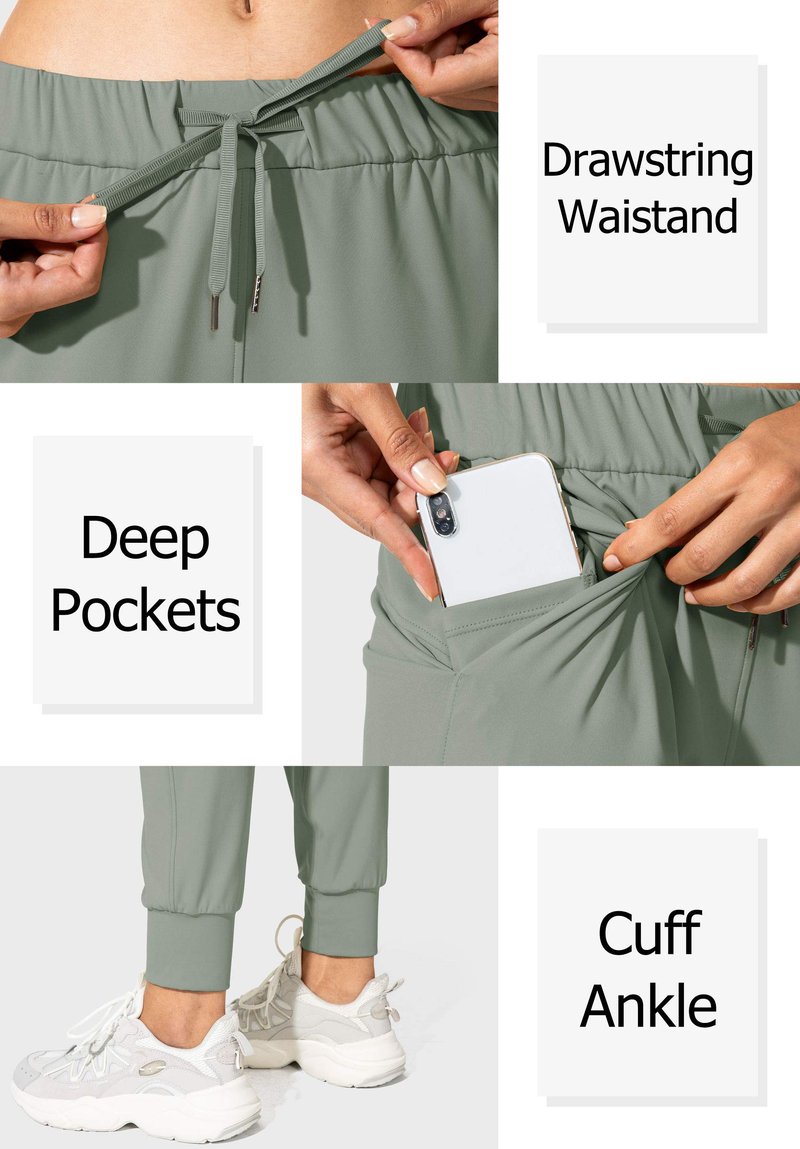 SANTINY Women's Joggers Pants Pockets Drawstring Running Sweatpants for Women Lounge Workout Jogging(Grey Sage_S)