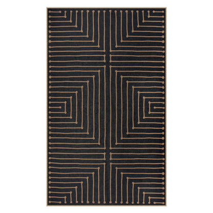 Lahome Neutral Geometric 3x5 Easy Jute Rug, Washable Rugs for Bedroom Entryway Outdoor Patio Porch Carpet, Farmhouse Rhombus Non Slip Non Shedding Black Carpet for Kitchen Entrance Balcony