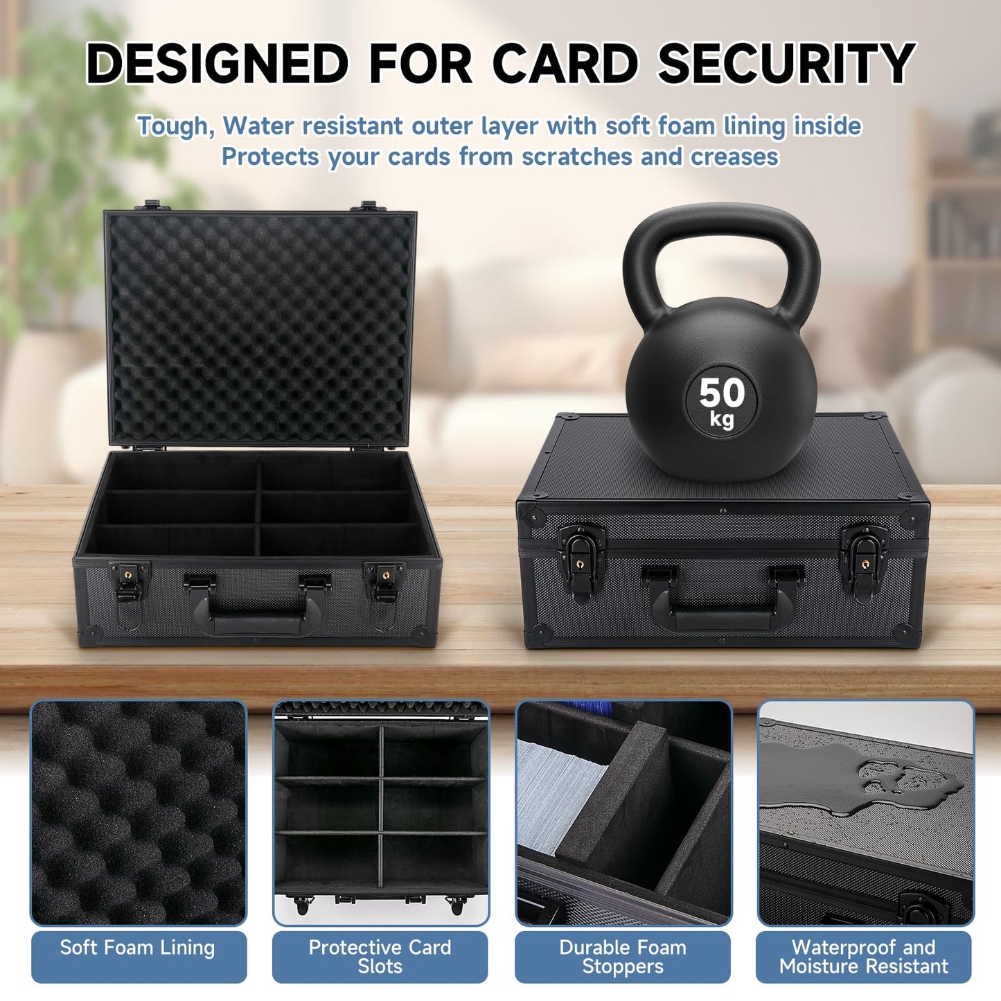 Trading Card Storage Box for 3" X 4" 35pt Toploaders 600+, Sturdy Secure Large Capacity Hard Case with 6 Foam Stoppers, Fits Toploader Magnetic Holders MTG Baseball Sports Card Storage Box Case