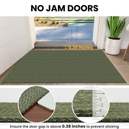 IOHOUZE Small Area Rug 2x3 Washable Woven Rugs for Entryway Non Slip Rubber Backed Front Door Rugs Indoor Doormat Throw Rug Floor Carpet for Entrance Kitchen, Olive Green/Dusty Green