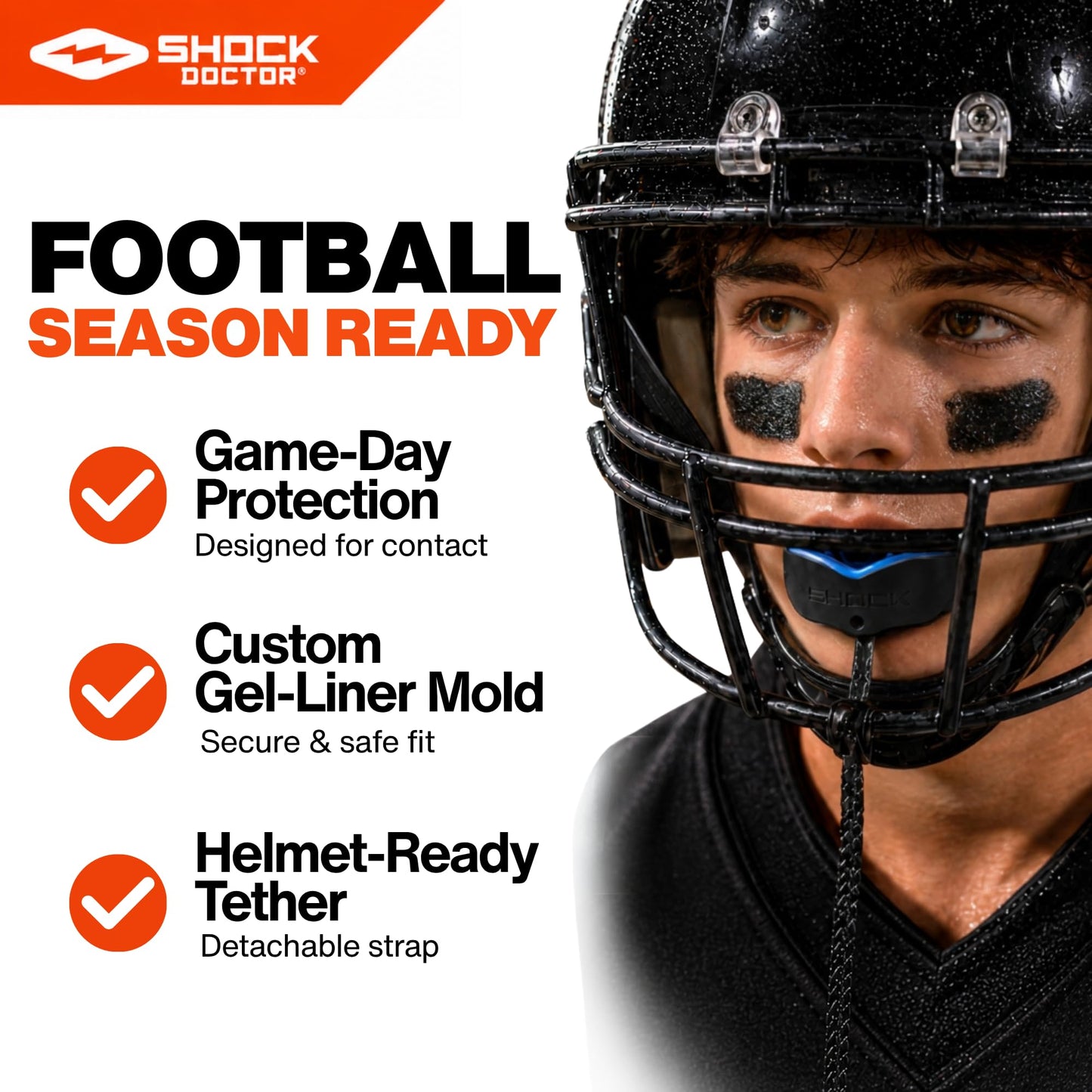Shock Doctor Mouth Guard Sports, Hockey, Lacrosse, Baseball, Wrestling Moutguard, Gel Max Heavy Duty Protection & Custom Fit, Football Mouth Guard with Strap, Adult & Youth Mouthguard