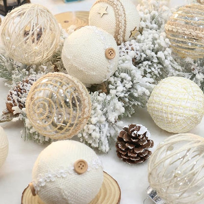 SY Super Bang 12PCS Christmas Ornaments Set, 3.14"/80MM Rustic Shatterproof Christmas Tree Hanging Ball Decorations, for Home Indoor Farmhouse Thanksgiving Xmas Vase Bowls Filler Centerpiece Decor