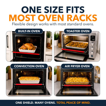 Silicone Oven Guards for Racks by Linda’s Essentials (3 Pack) - Heat-Resistant Rack Protectors Shield, Prevents Burns & Scars, Easy to Fit Design, Must-Have Kitchen Safety 14 Inches Long (Red)