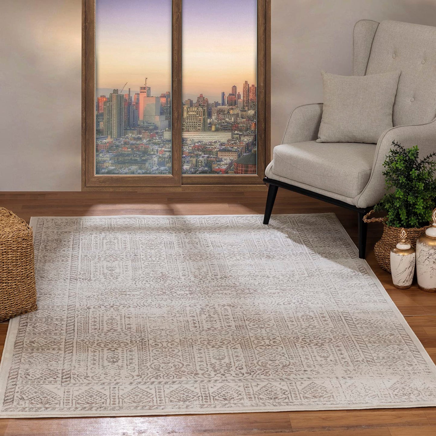 Livabliss x Galey Alix Myrtle Avenue VI Vintage Moroccan Area Rug, 6'7" x 9' (7' x 9'), Olive