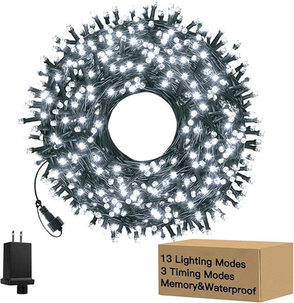 240LED 88Ft Christmas Lights with Memory, 13 Modes Waterproof Xmas String Lights Outdoor with Timer, Christmas Decorations for Indoor Patio Garden Party Home(Cold White)
