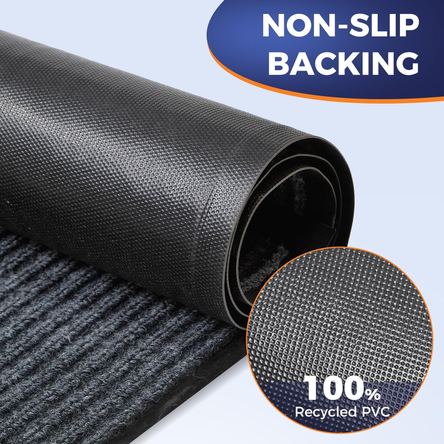 MossGrip Commercial Floor Mat, 4 x 5 FT Extra Large Door Mat, Indoor/Outdoor Entrance Mat, Commercial Rug with Water & Stain Proof, Easy to Clean, Low-Profile, Heavy Duty Rubber Mat, Charcoal Grey