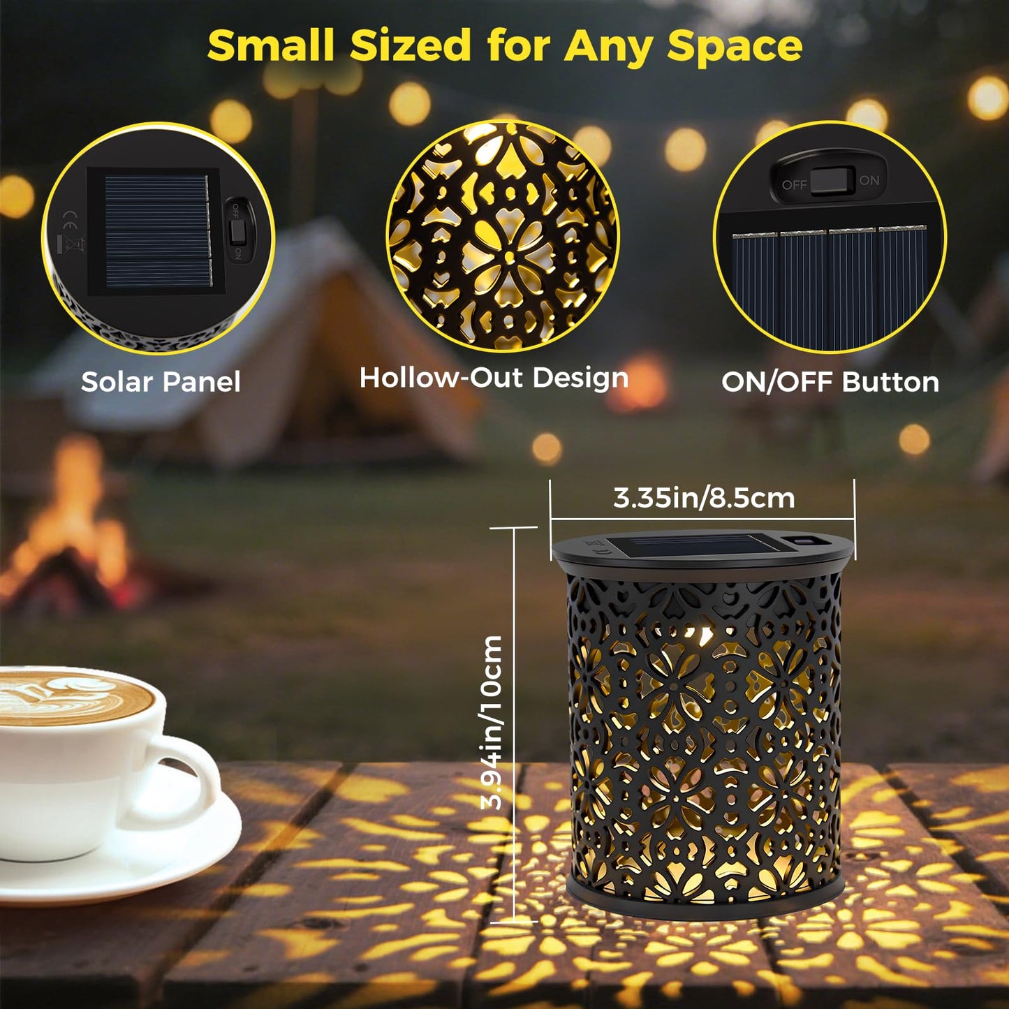 Small Solar Lanterns Outdoor Waterproof, Hollow Out Retro Solar Lights Auto On/Off for Outside Garden Yard Patio Porch Tabletop Decor (2)